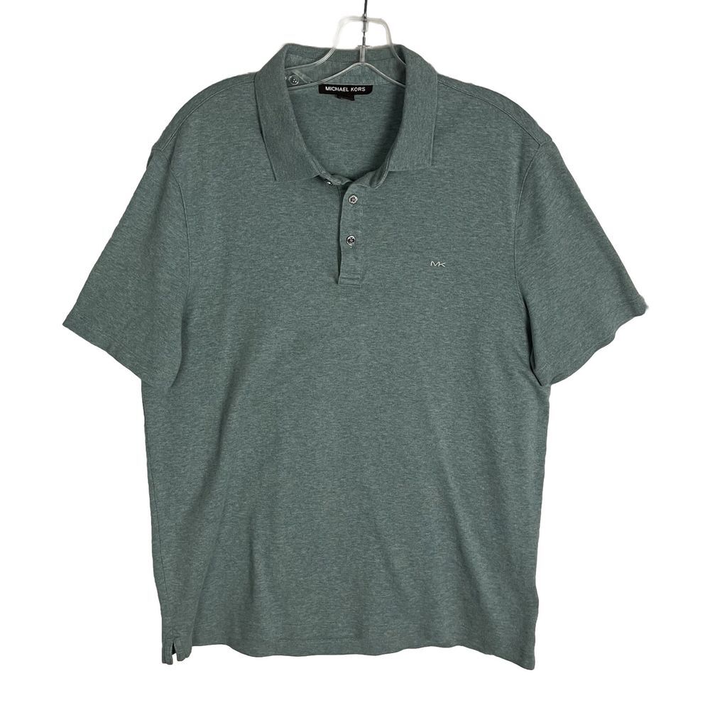 Michael Kors Men's Green Button Front Logo Polo T-shirt‎ - Men Size  M